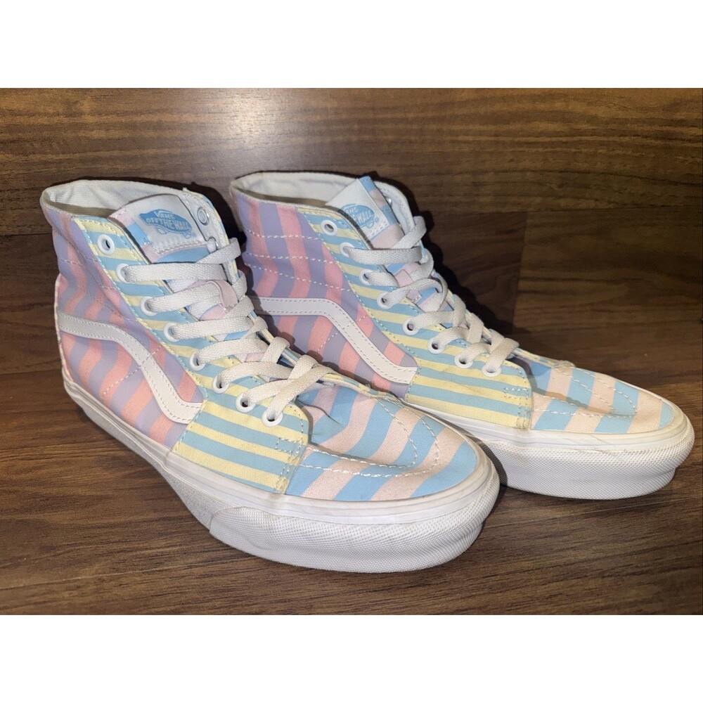 Vans Sk8-Hi Pastel Multicolor Stripe High Top Skate Sneakers Size Women’s 10.5